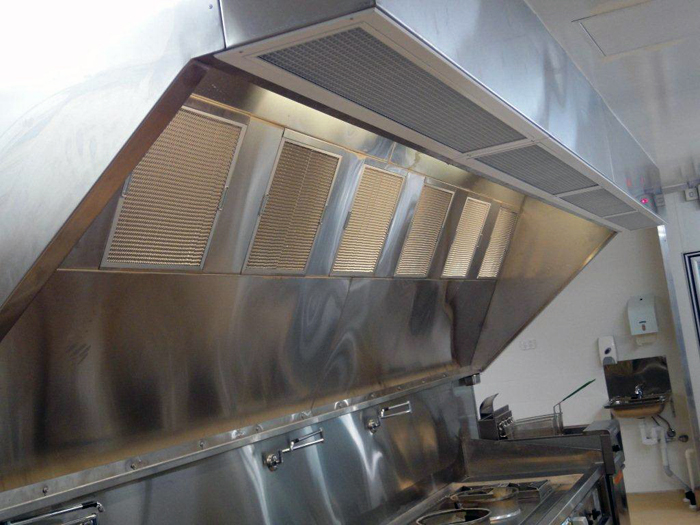 Stainless exhaust hood with honeycomb filters