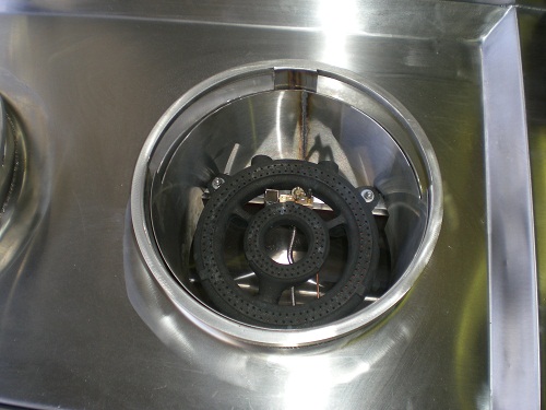 Close-up of a wok ring and burner